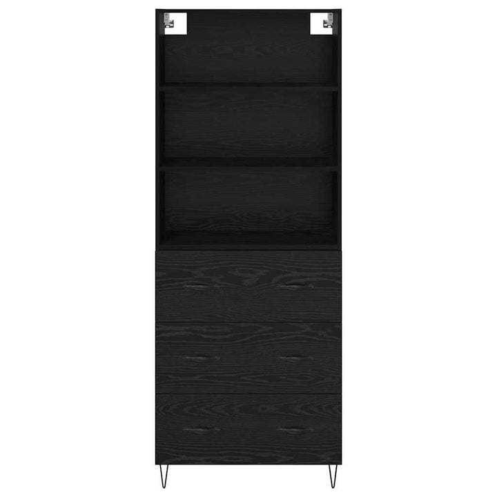 Highboard med skuffe 2 pcs Sort eg Konstrueret træ