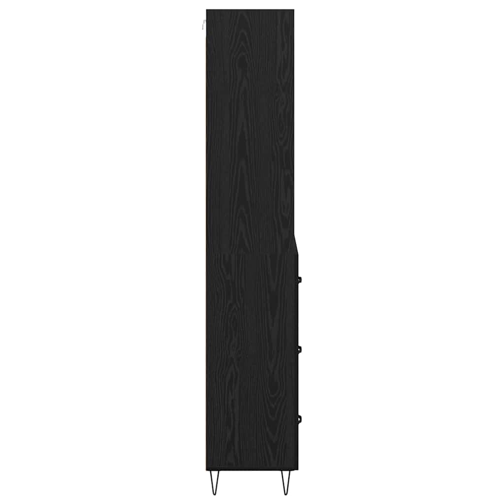 Highboard med skuffe 2 pcs Sort eg Konstrueret træ