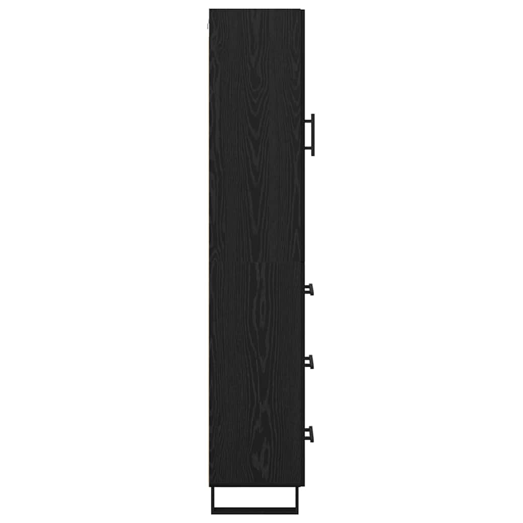 Highboard med skuffe Sort eg 34,5 x 34 x 180 cm Konstrueret træ
