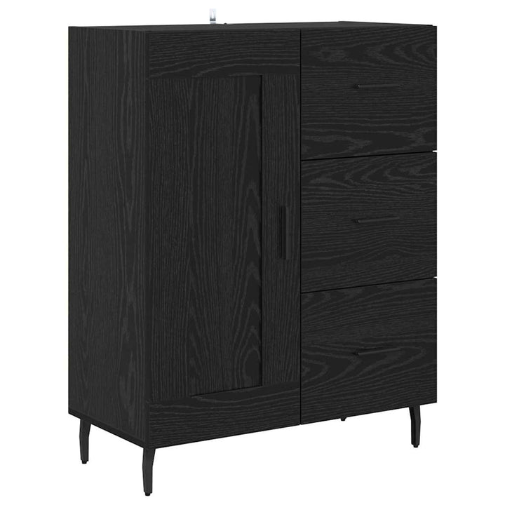 Highboard med skuffe 2 pcs Sort eg Ingeniørtræ og glas