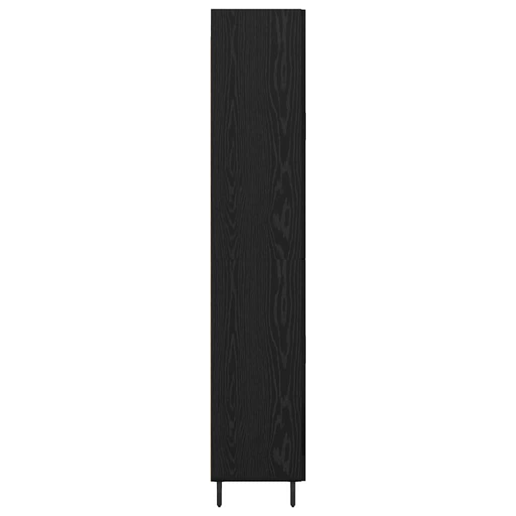 Highboard med skuffe 2 pcs Sort eg Ingeniørtræ og glas