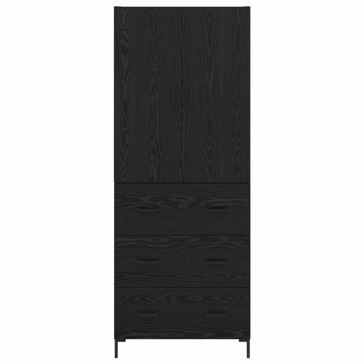 Highboard med skuffe Sort eg 69,5 x 34 x 180 cm Konstrueret træ