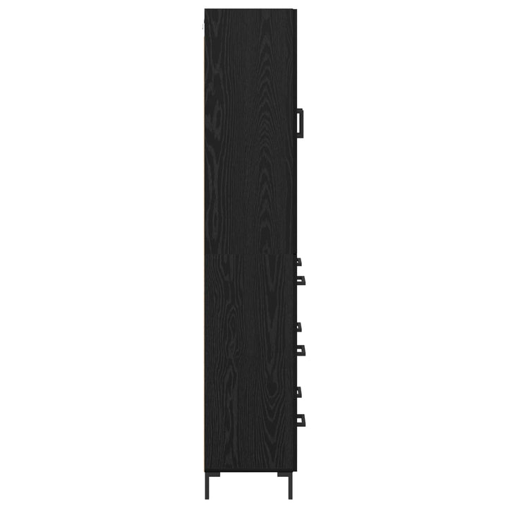 Highboard med skuffe Sort eg 69,5 x 34 x 180 cm Konstrueret træ
