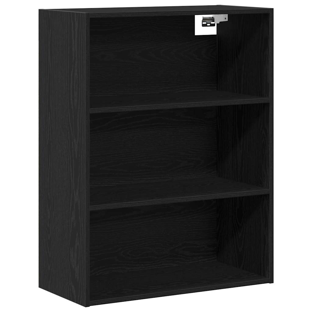 Highboard med skuffe Sort eg 69,5 x 34 x 180 cm Konstrueret træ