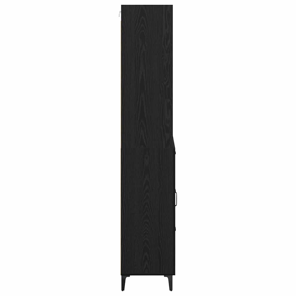 Highboard med skuffe Sort eg 69,5 x 34 x 180 cm Konstrueret træ