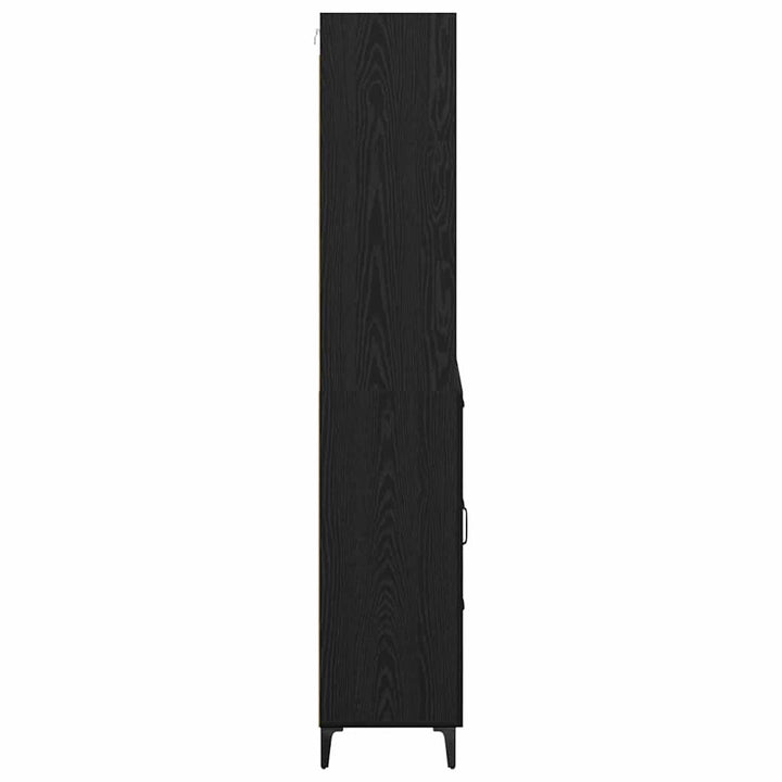 Highboard med skuffe Sort eg 69,5 x 34 x 180 cm Konstrueret træ
