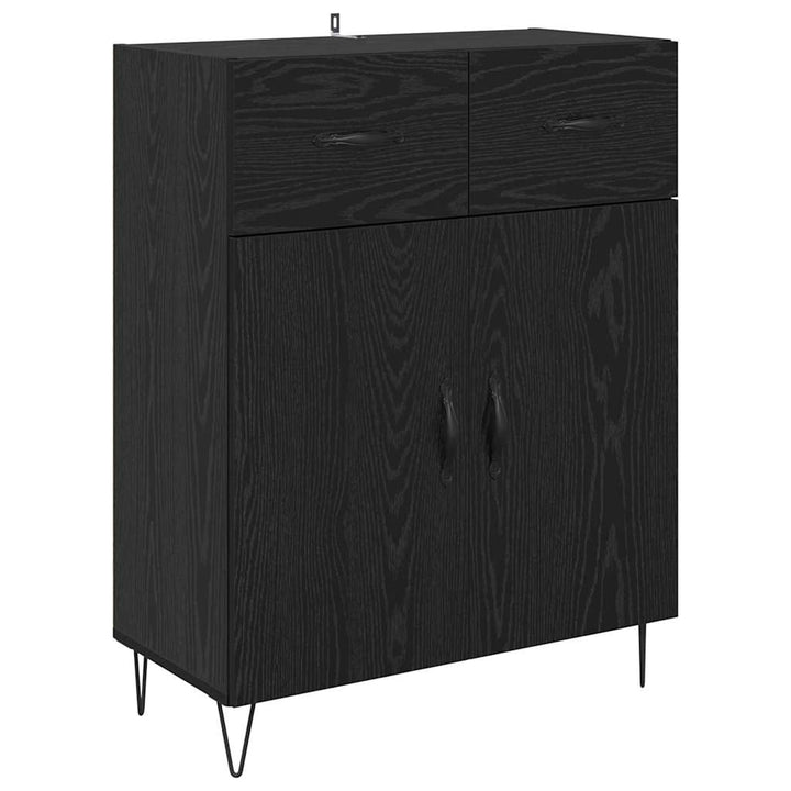 Highboard med skuffe Sort eg 69,5 x 34 x 180 cm Konstrueret træ