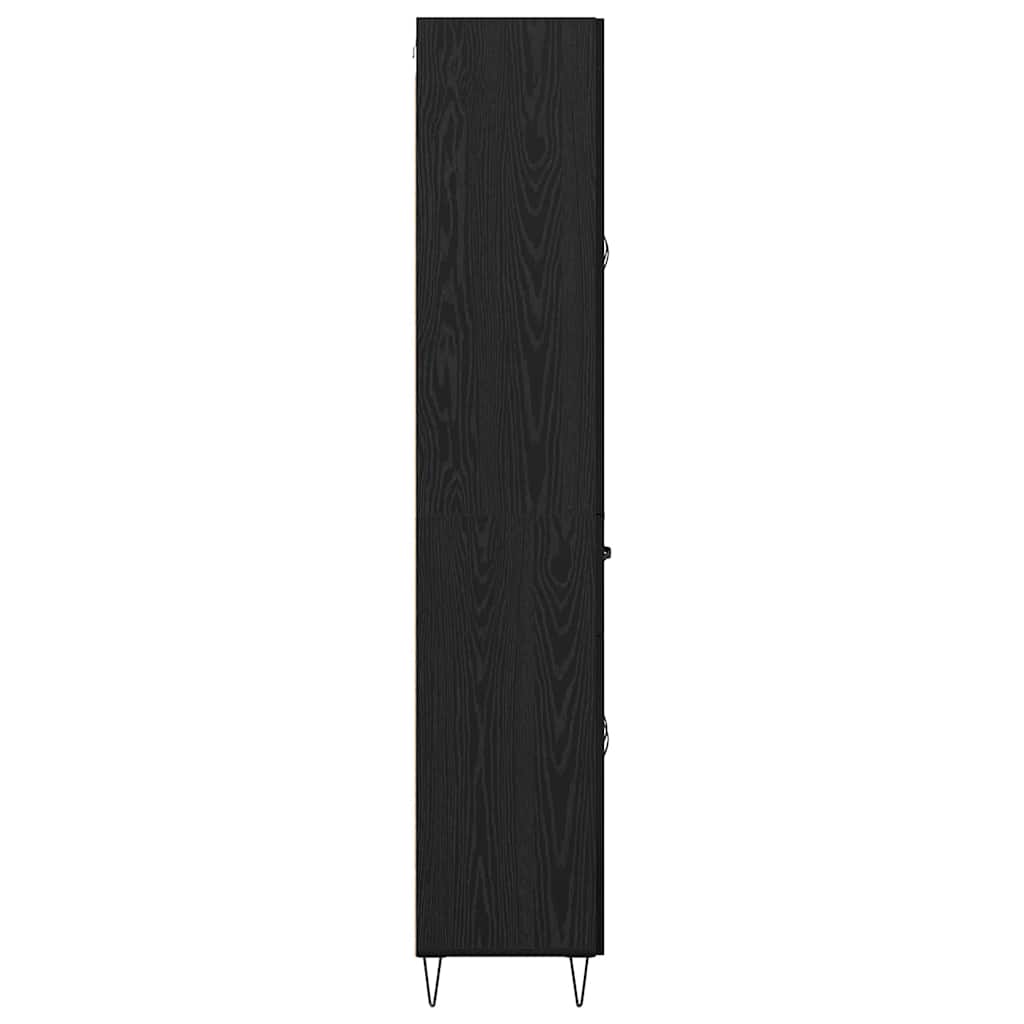 Highboard med skuffe Sort eg 69,5 x 34 x 180 cm Konstrueret træ