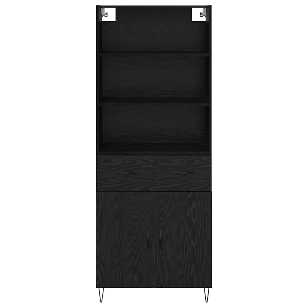 Highboard med skuffe 2 pcs Sort eg Konstrueret træ