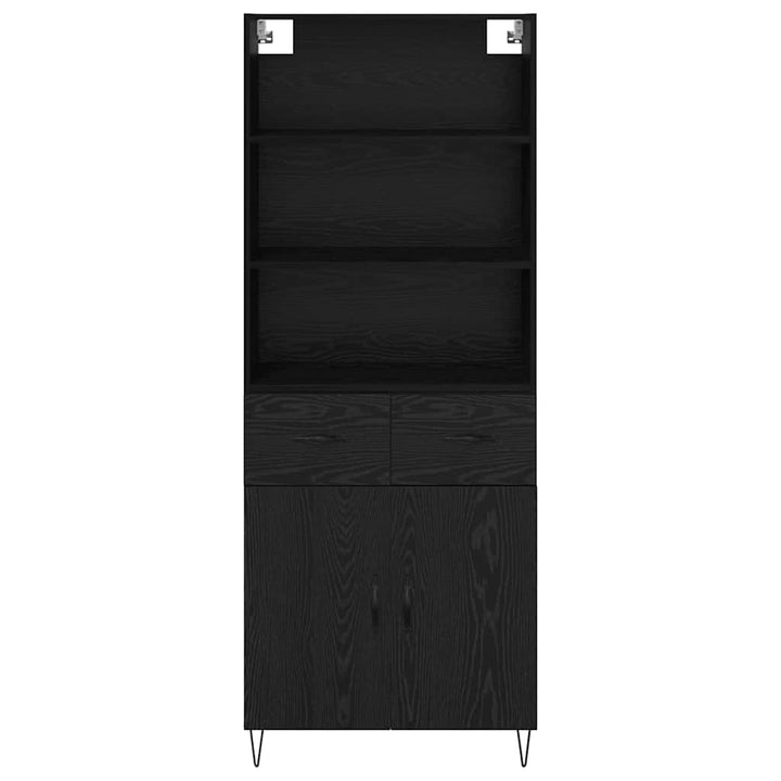 Highboard med skuffe 2 pcs Sort eg Konstrueret træ