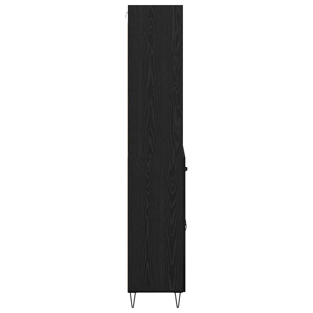 Highboard med skuffe 2 pcs Sort eg Konstrueret træ