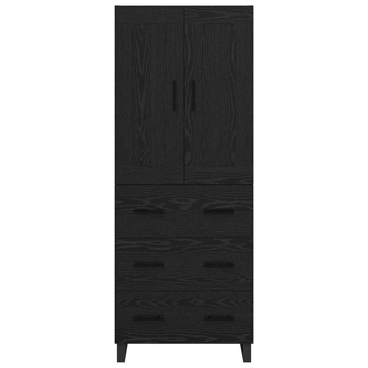 Highboard med skuffe Sort eg 69,5 x 34 x 180 cm Konstrueret træ