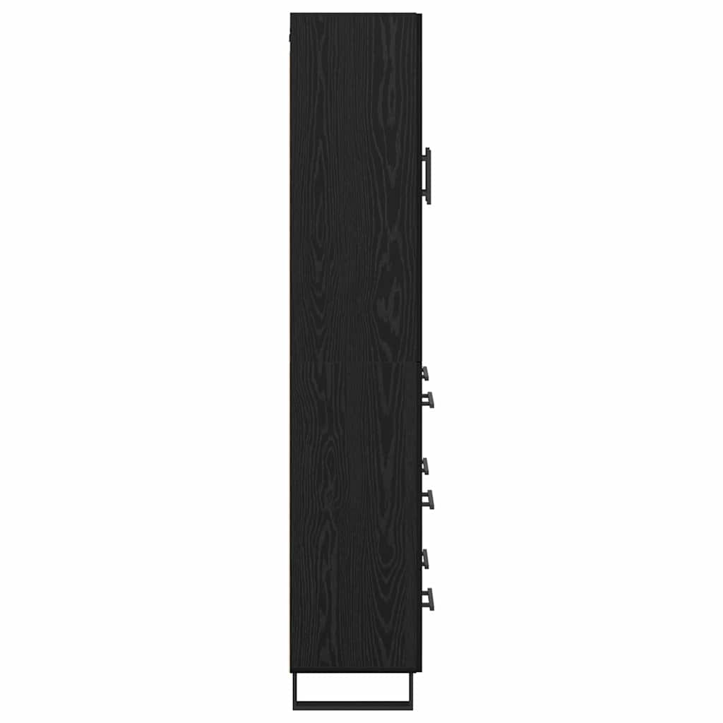 Highboard med skuffe Sort eg 69,5 x 34 x 180 cm Konstrueret træ