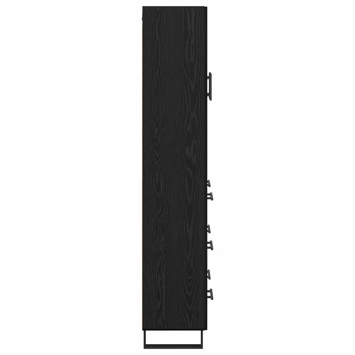 Highboard med skuffe Sort eg 69,5 x 34 x 180 cm Konstrueret træ