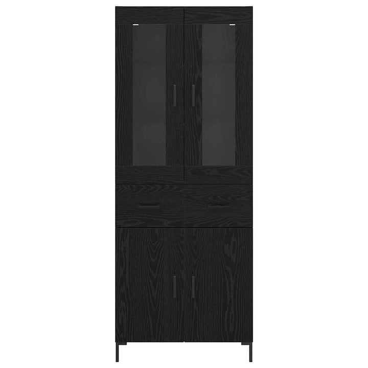 Highboard med skuffe 2 pcs Sort eg Konstrueret træ