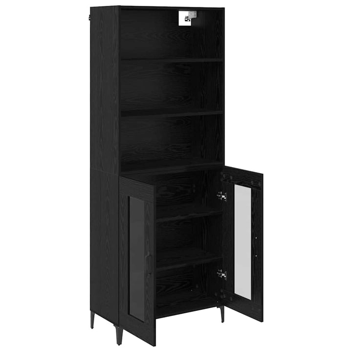 Highboard med skuffe Sort eg 69,5 x 34 x 180 cm Konstrueret træ