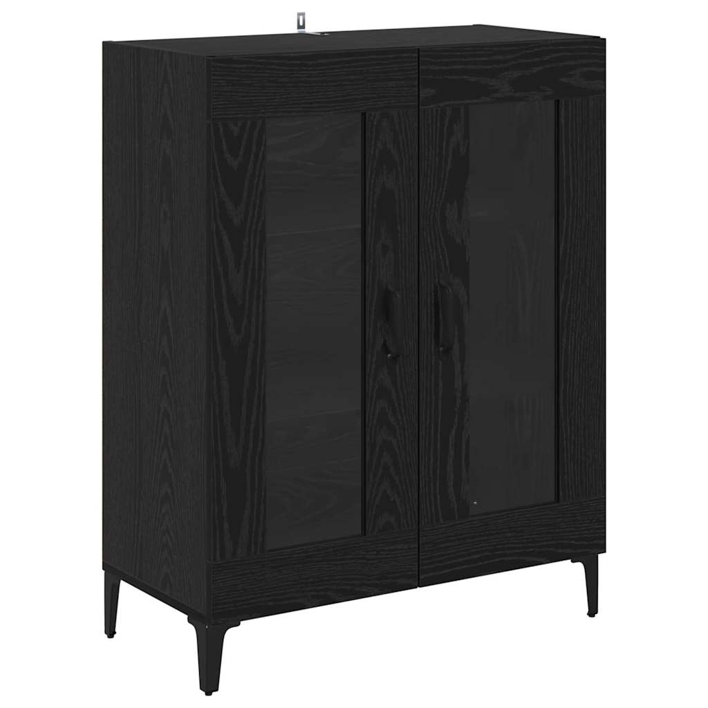 Highboard med skuffe Sort eg 69,5 x 34 x 180 cm Konstrueret træ