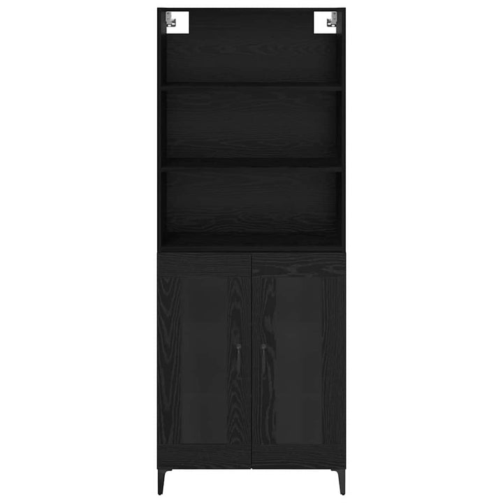 Highboard med skuffe Sort eg 69,5 x 34 x 180 cm Konstrueret træ