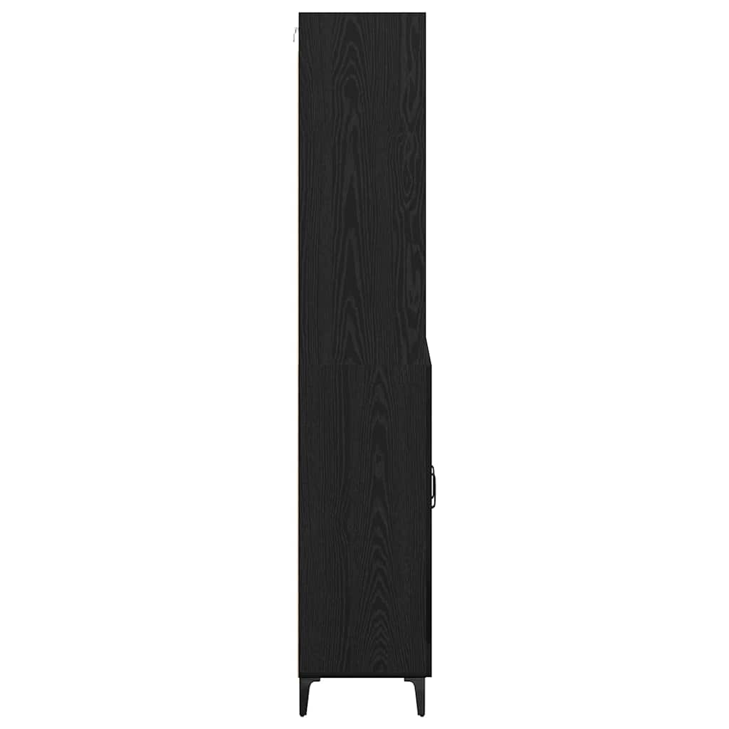 Highboard med skuffe Sort eg 69,5 x 34 x 180 cm Konstrueret træ