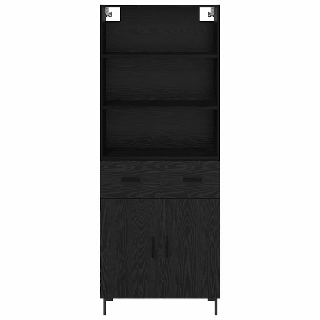 Highboard med skuffe Sort eg 69,5 x 34 x 180 cm Konstrueret træ