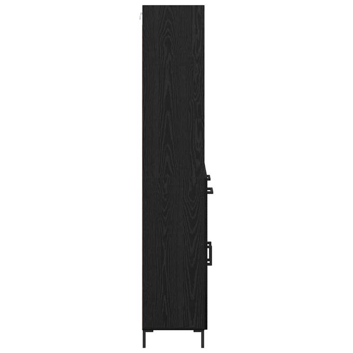 Highboard med skuffe Sort eg 69,5 x 34 x 180 cm Konstrueret træ