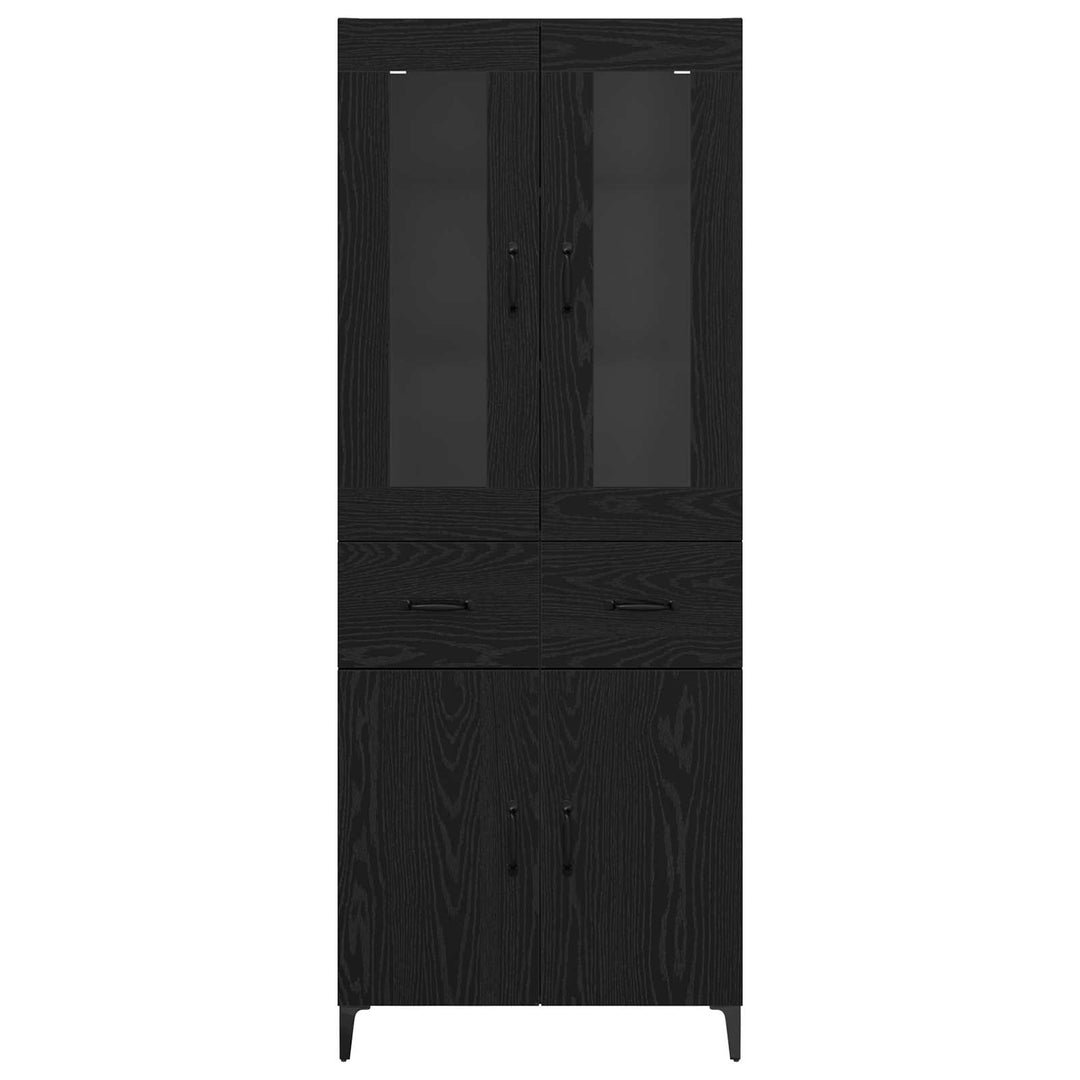 Highboard med skuffe Sort eg 69,5 x 34 x 180 cm Konstrueret træ