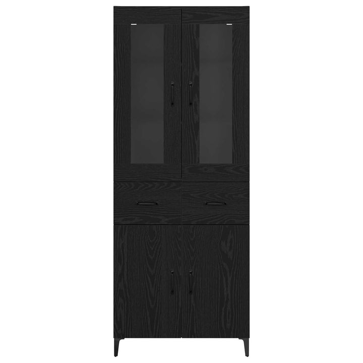 Highboard med skuffe Sort eg 69,5 x 34 x 180 cm Konstrueret træ
