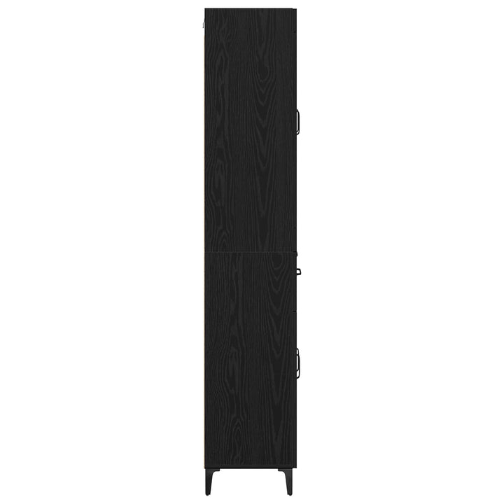 Highboard med skuffe Sort eg 69,5 x 34 x 180 cm Konstrueret træ