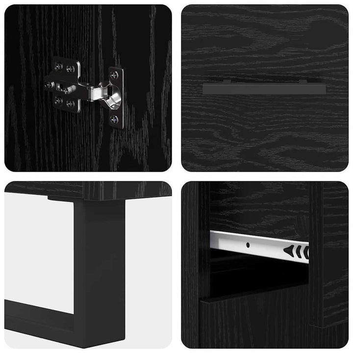 Highboard 2 stk. Sort eg 69,5 x 34 x 180 cm Ingeniørtræ og glas