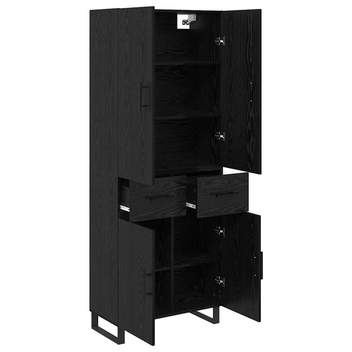 Highboard 2 pcs Sort eg 69,5 x 34 x 180 cm Ingeniørtræ og glas