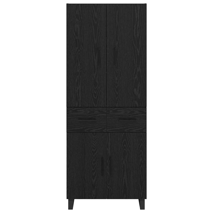 Highboard 2 pcs Sort eg 69,5 x 34 x 180 cm Ingeniørtræ og glas