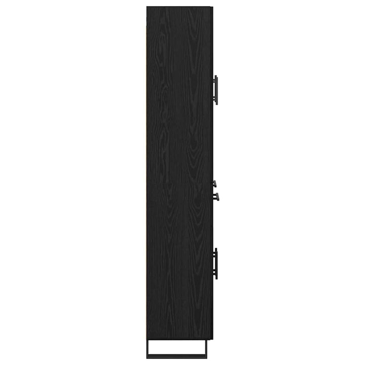 Highboard 2 pcs Sort eg 69,5 x 34 x 180 cm Ingeniørtræ og glas