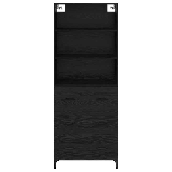 Highboard med skuffe Sort eg 69,5 x 34 x 180 cm Konstrueret træ