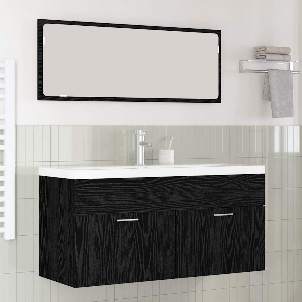 Badeværelsesskab Sort eg 100 x 38,5 x 46 cm Konstrueret træ