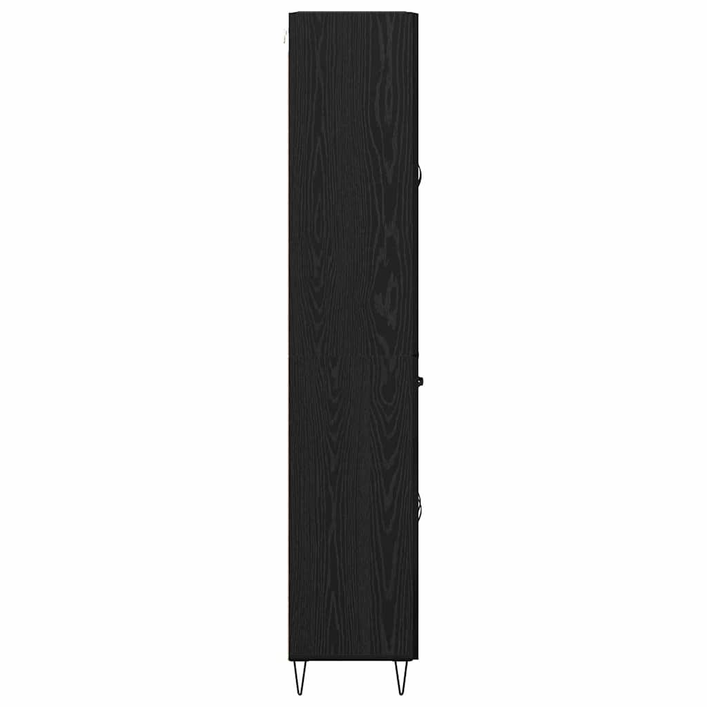 Highboard med skuffe 2 pcs Sort eg Konstrueret træ og glas