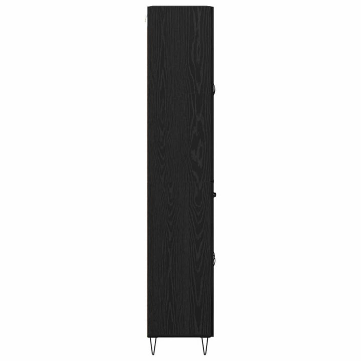 Highboard med skuffe 2 pcs Sort eg Konstrueret træ og glas