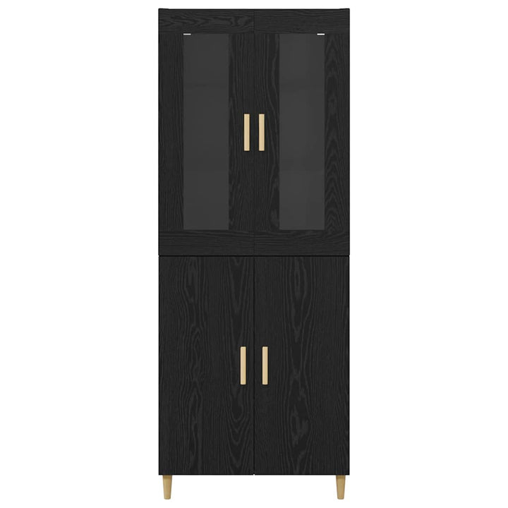 Highboard Sort eg 69,5 x 34 x 180 cm Ingeniørtræ og glas
