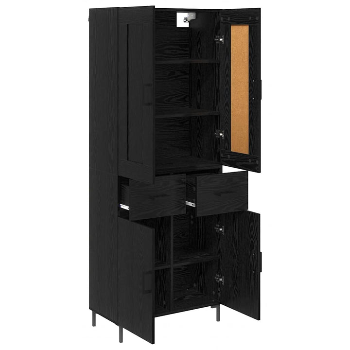 Highboard med skuffe 2 pcs Sort eg Konstrueret træ