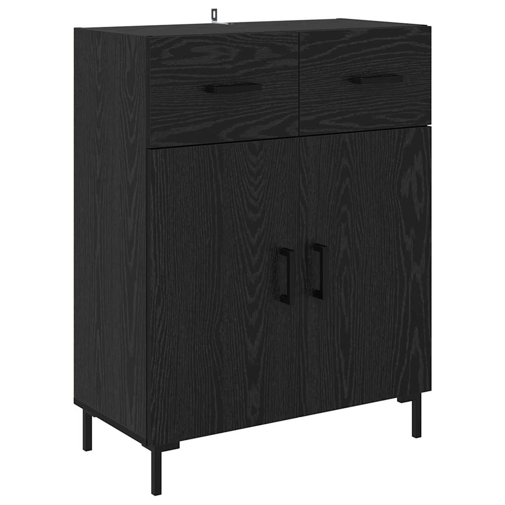 Highboard med skuffe 2 pcs Sort eg Konstrueret træ