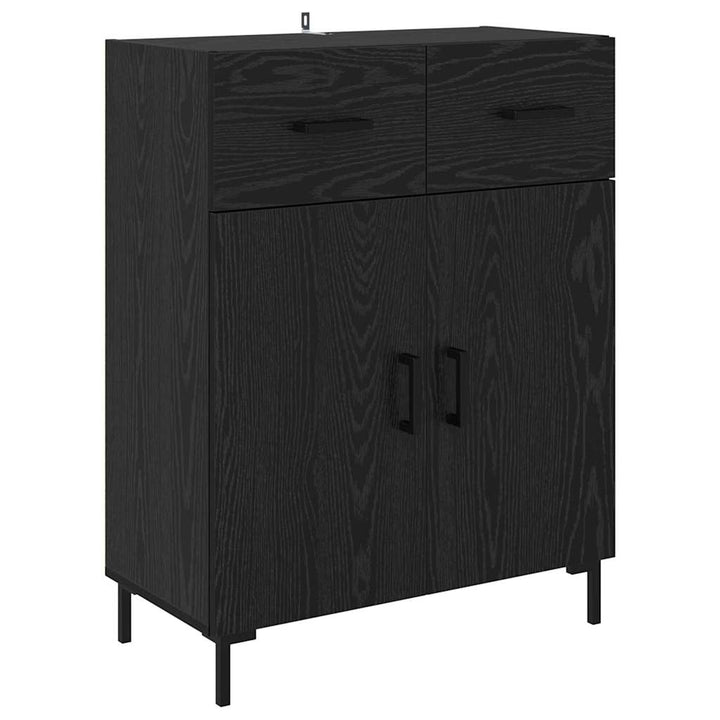 Highboard med skuffe 2 pcs Sort eg Konstrueret træ