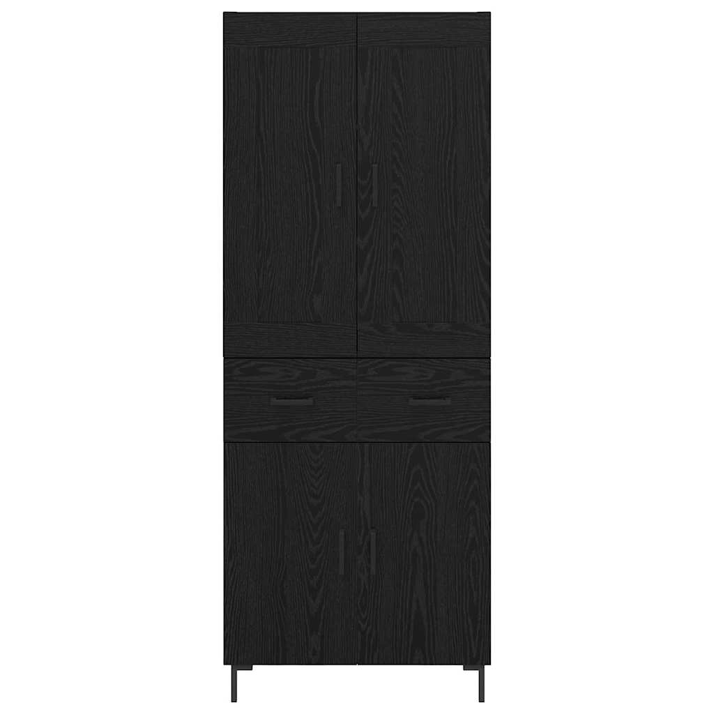 Highboard med skuffe 2 pcs Sort eg Konstrueret træ