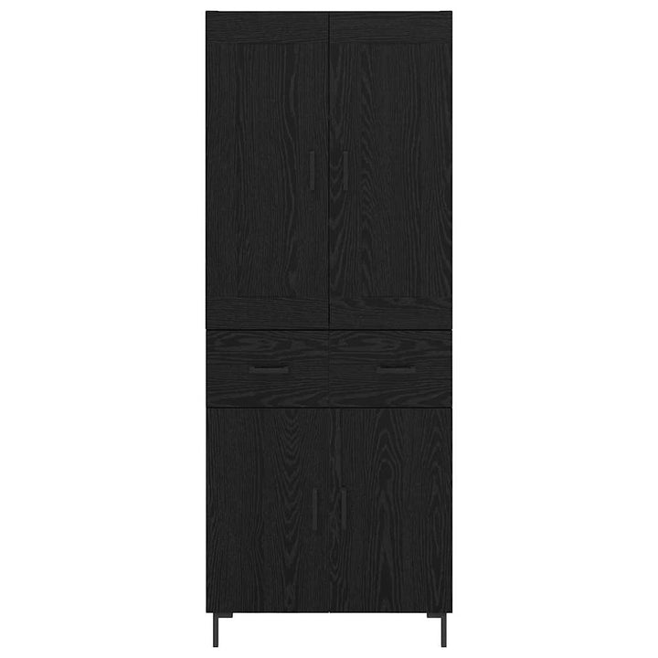 Highboard med skuffe 2 pcs Sort eg Konstrueret træ