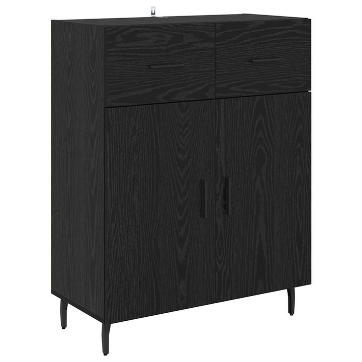 Highboard med skuffe 2 pcs Sort eg Ingeniørtræ og glas