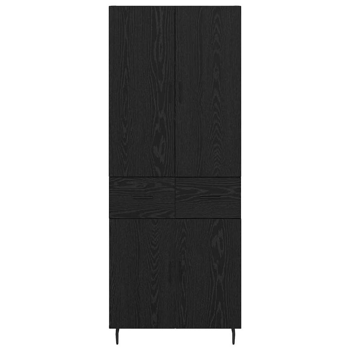 Highboard med skuffe 2 pcs Sort eg Ingeniørtræ og glas