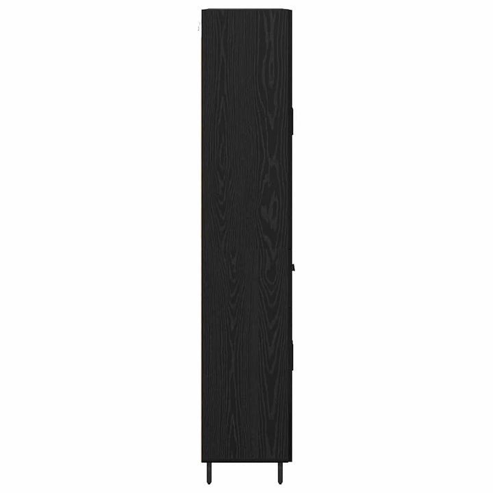Highboard med skuffe 2 pcs Sort eg Ingeniørtræ og glas
