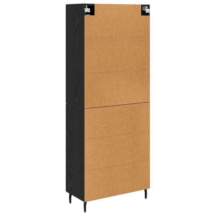 Highboard med skuffe 2 pcs Sort eg Konstrueret træ