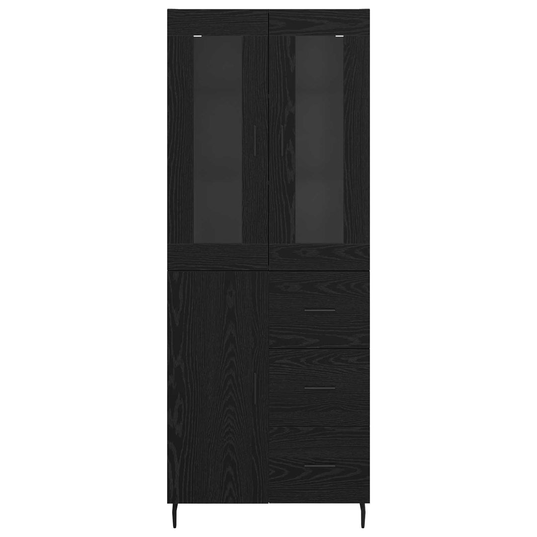 Highboard med skuffe 2 pcs Sort eg Konstrueret træ