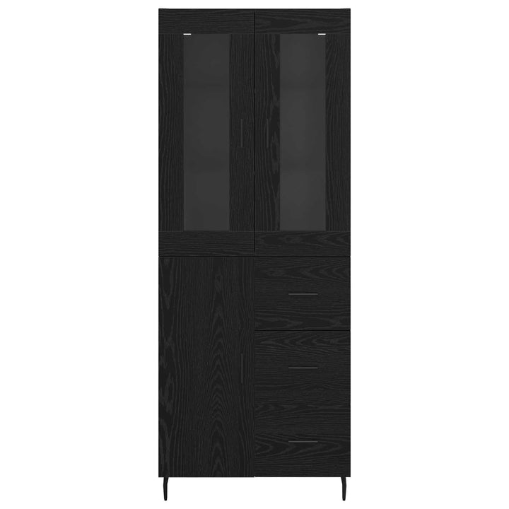 Highboard med skuffe 2 pcs Sort eg Konstrueret træ
