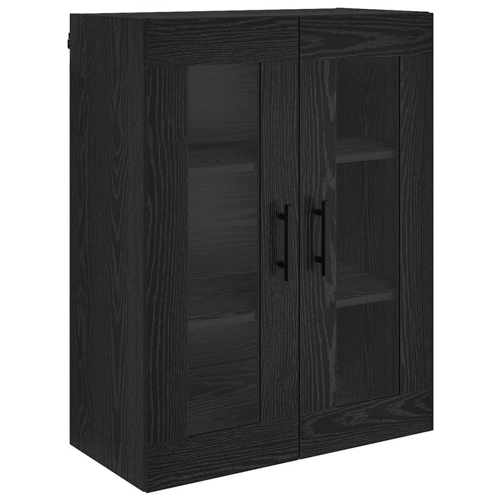 Highboard med skuffe 2 pcs Sort eg Ingeniørtræ og glas
