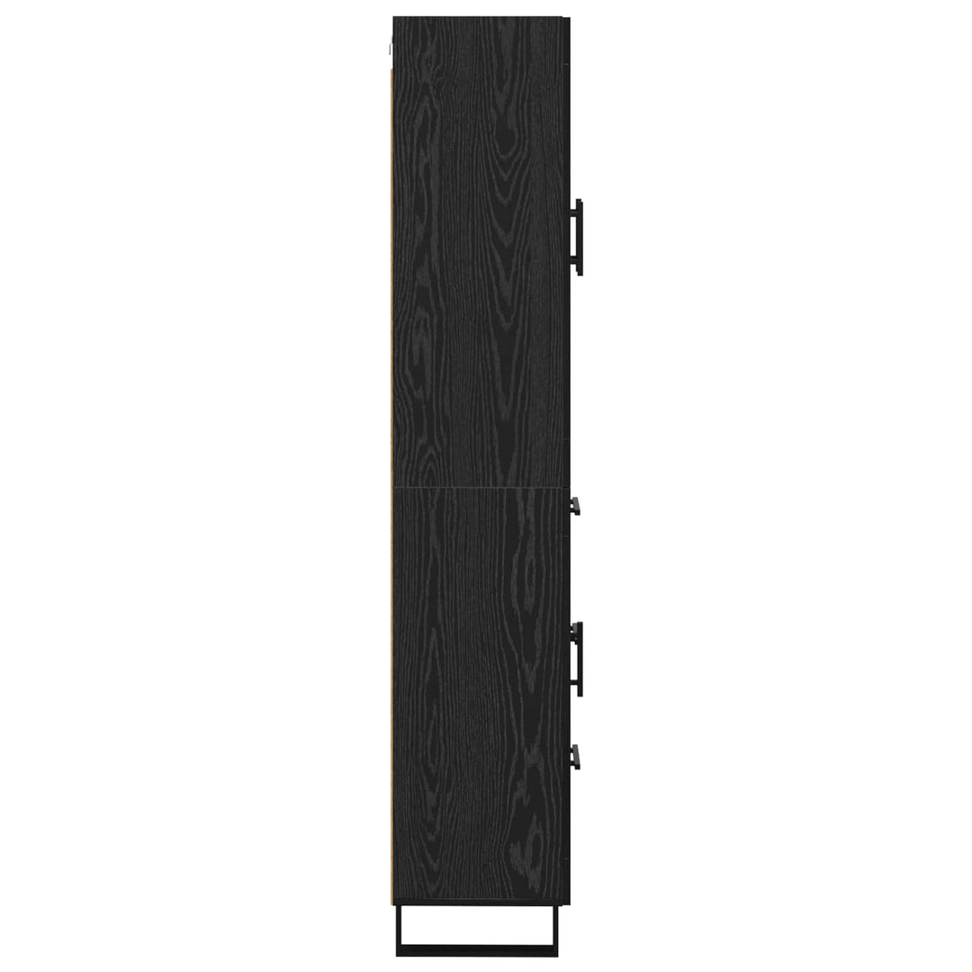 Highboard med skuffe 2 pcs Sort eg Ingeniørtræ og glas
